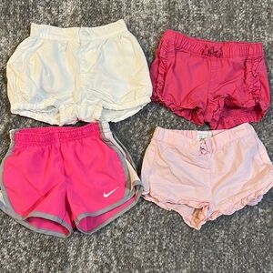 EUC lot of girls ruffle shorts and Nike Athletic Shorts 12/18mo